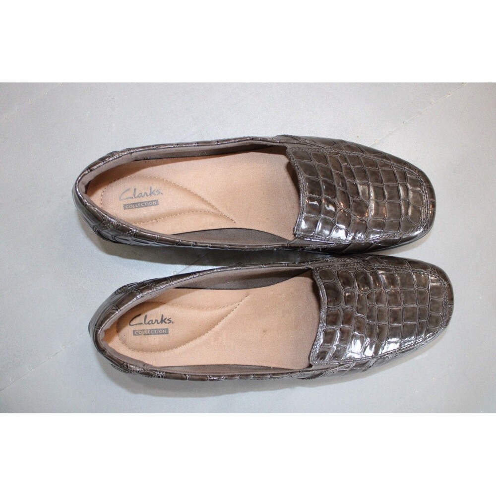 Clarks Collection Womens Gael Angora Loafer Shoes Brown Crocodile Embossed Sz 10 - Picture 6 of 8
